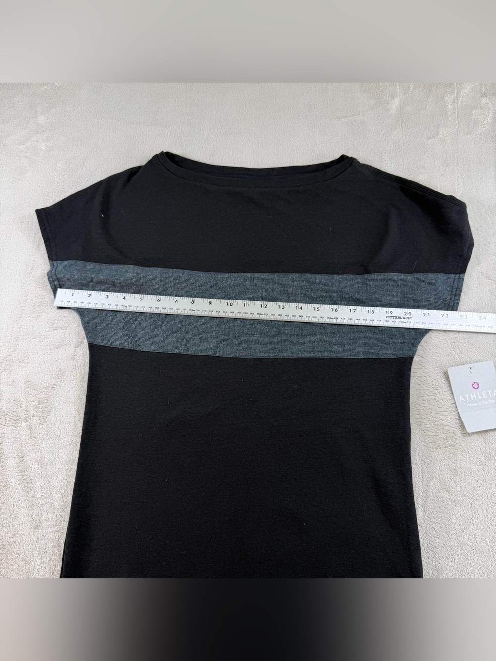 Athleta Energize Boat Neck Dress Womens XS Black Gray Colorblock‎ Cotton Blend - Picture 4 of 8